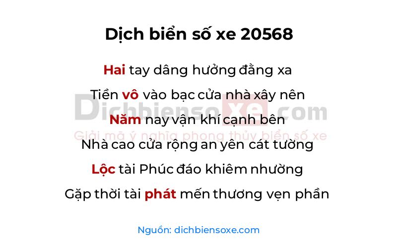 Dịch thơ biển số 20568