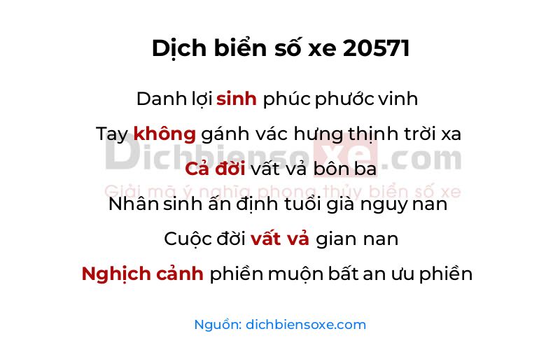 Dịch thơ biển số 20571