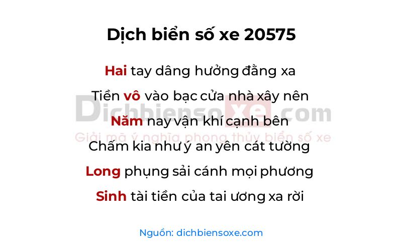 Dịch thơ biển số 20575