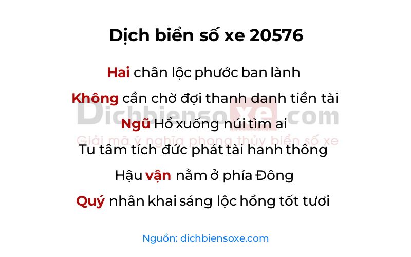 Dịch thơ biển số 20576