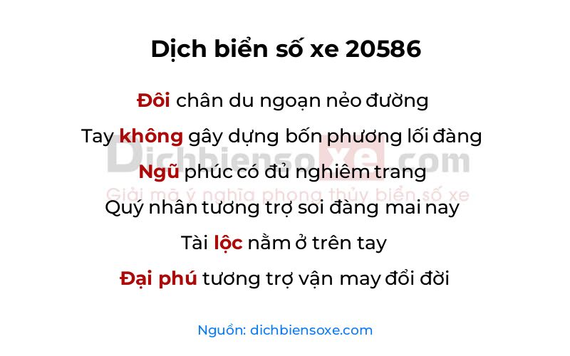 Dịch thơ biển số 20586