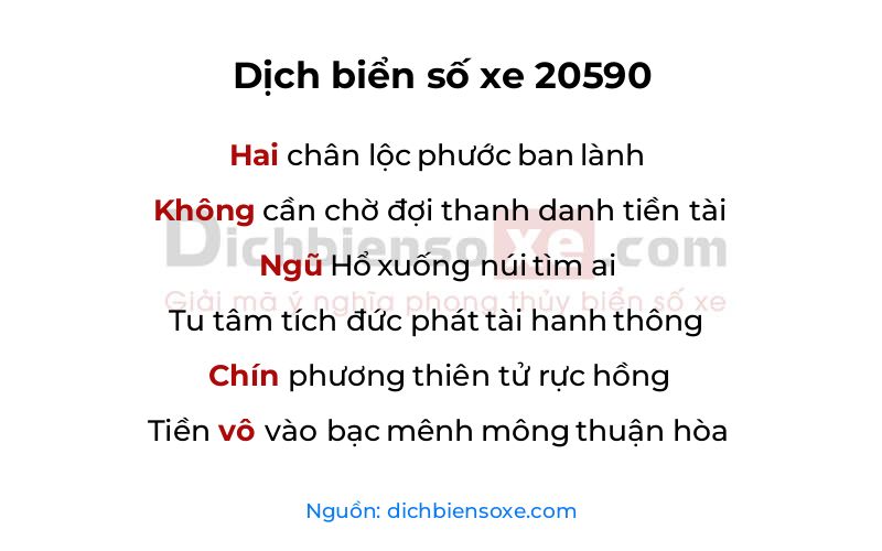 Dịch thơ biển số 20590