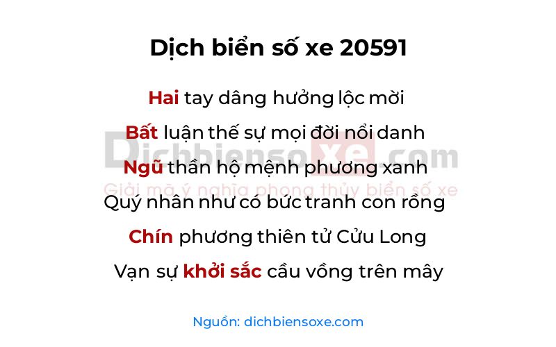 Dịch thơ biển số 20591