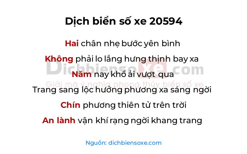 Dịch thơ biển số 20594