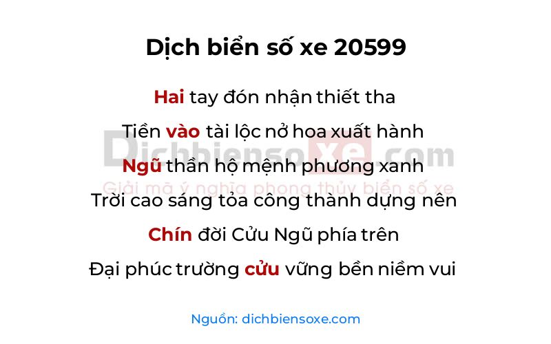 Dịch thơ biển số 20599