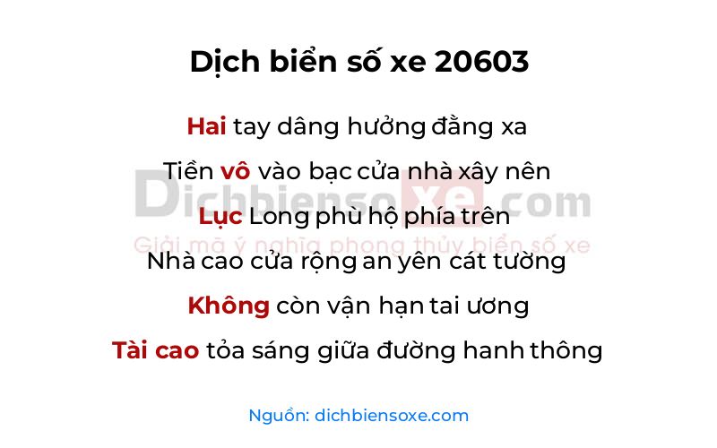 Dịch thơ biển số 20603