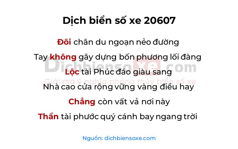 Dịch thơ biển số 20607