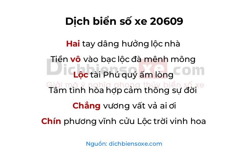 Dịch thơ biển số 20609