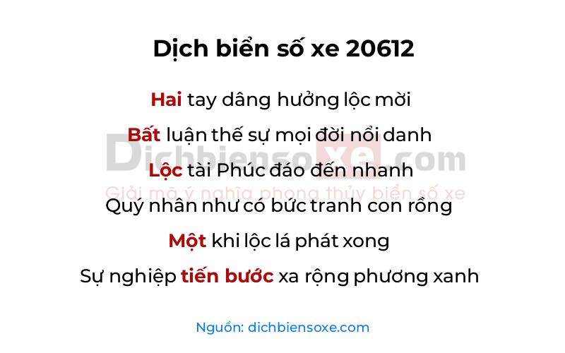 Dịch thơ biển số 20612