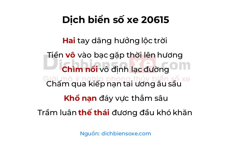 Dịch thơ biển số 20615