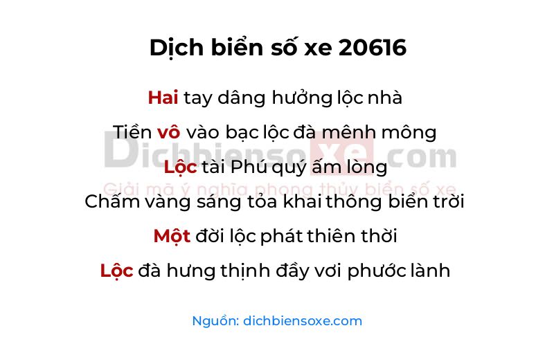 Dịch thơ biển số 20616