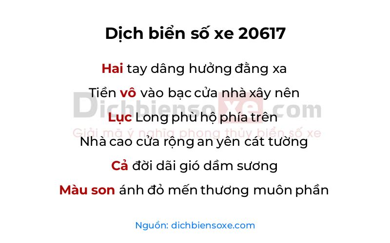 Dịch thơ biển số 20617