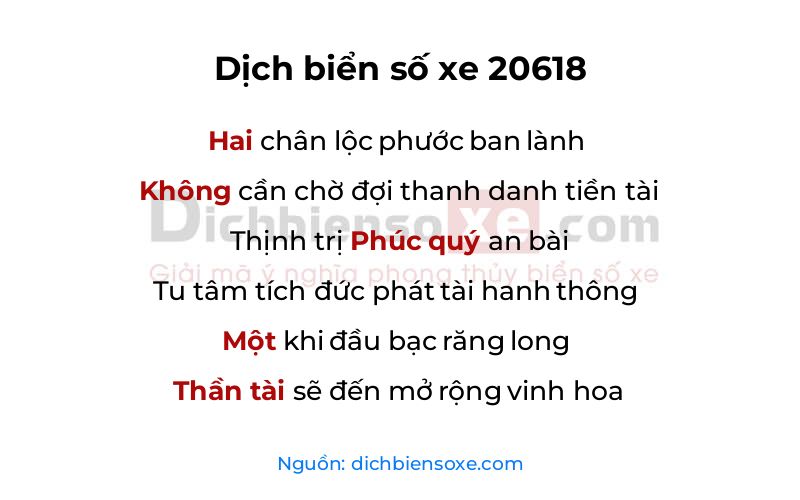 Dịch thơ biển số 20618