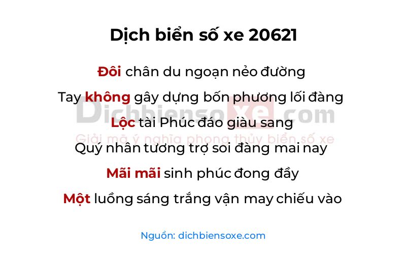 Dịch thơ biển số 20621