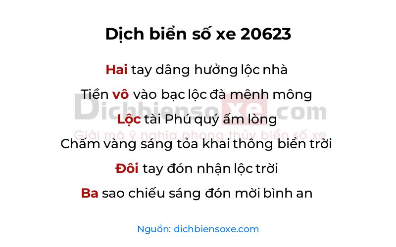 Dịch thơ biển số 20623