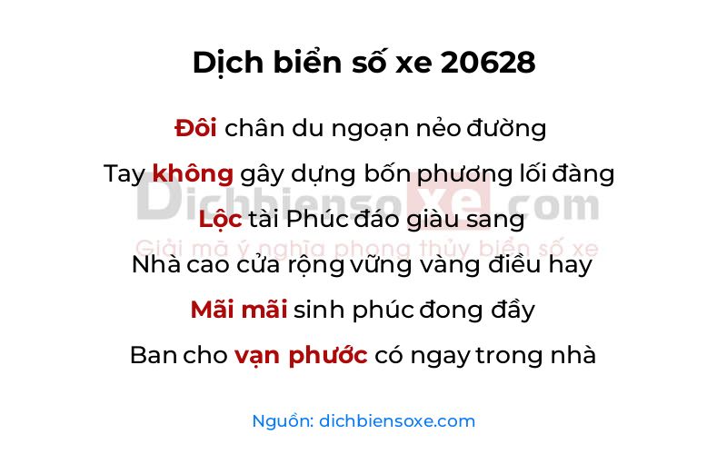 Dịch thơ biển số 20628