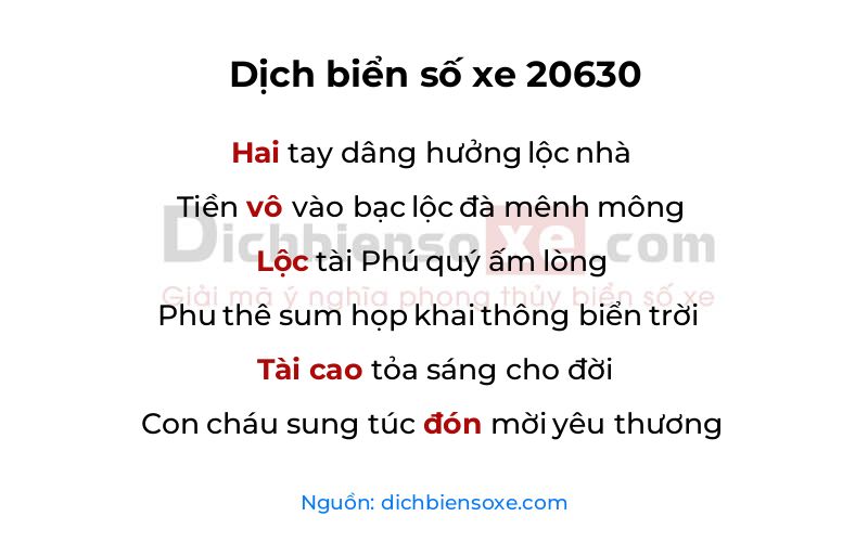 Dịch thơ biển số 20630