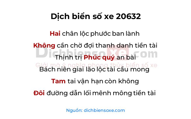 Dịch thơ biển số 20632
