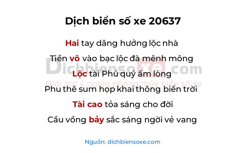 Dịch thơ biển số 20637