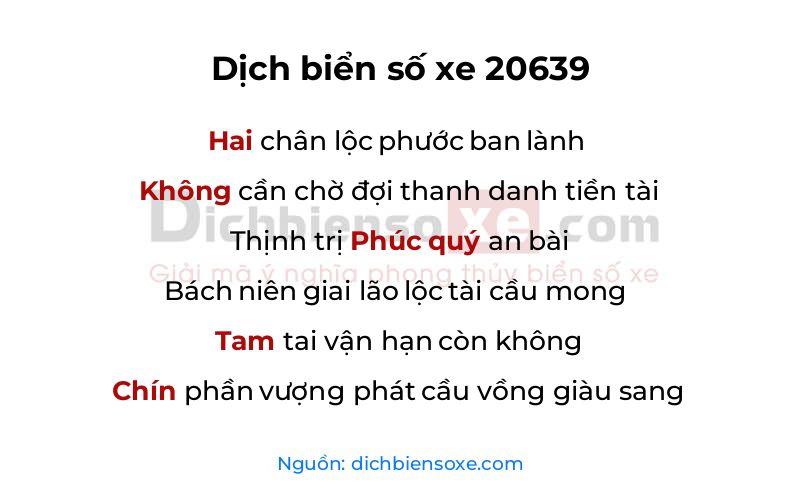 Dịch thơ biển số 20639