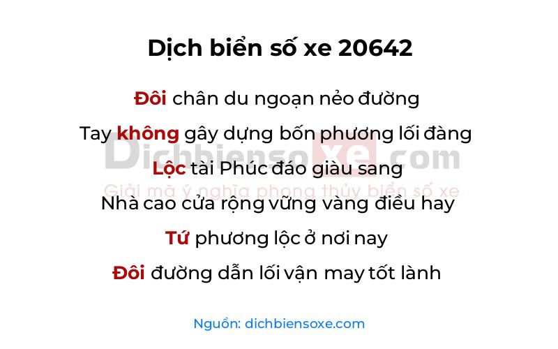 Dịch thơ biển số 20642