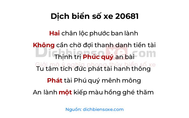 Dịch thơ biển số 20681