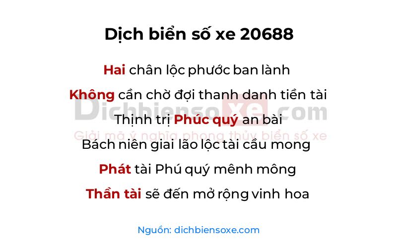 Dịch thơ biển số 20688
