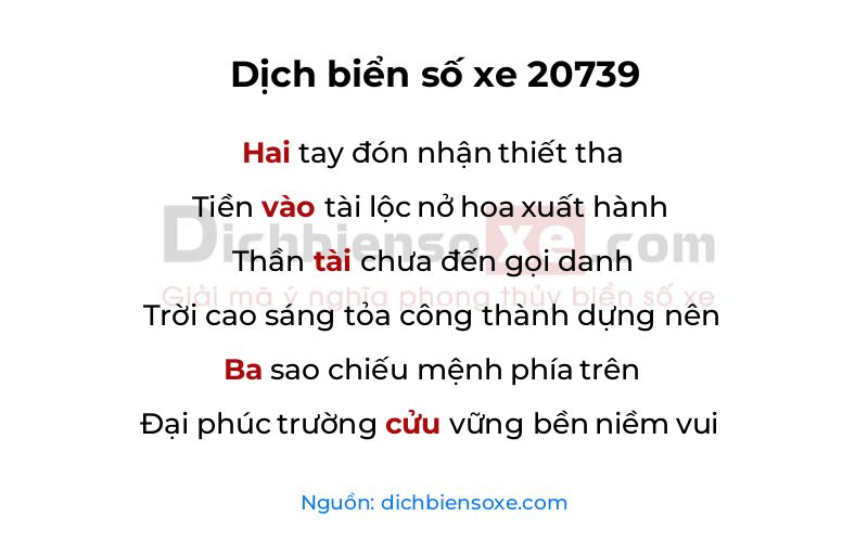 Dịch thơ biển số 20739