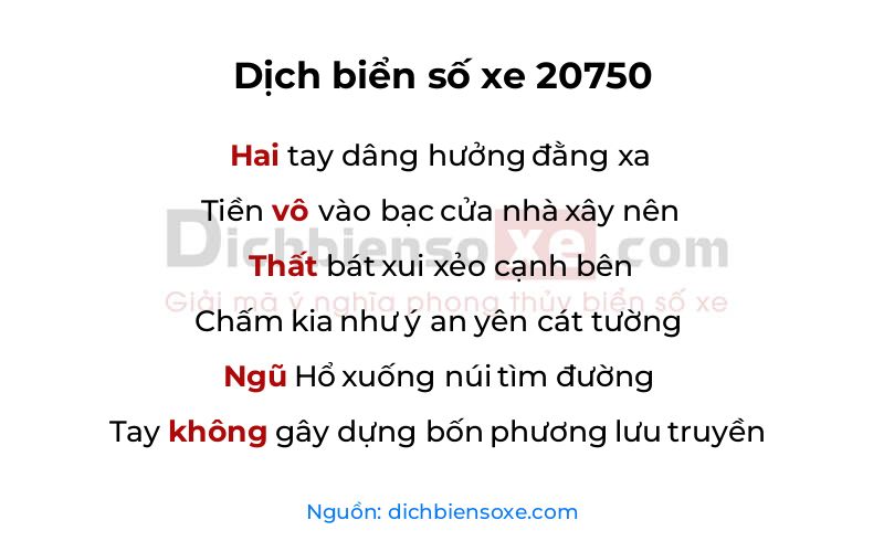 Dịch thơ biển số 20750