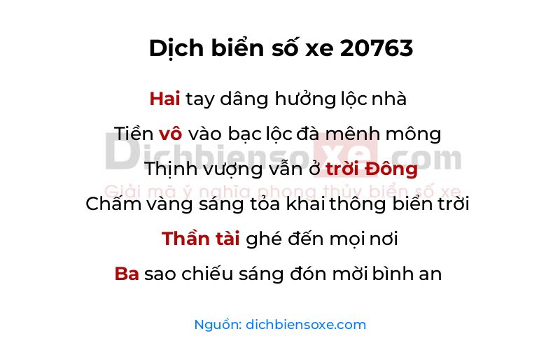 Dịch thơ biển số 20763