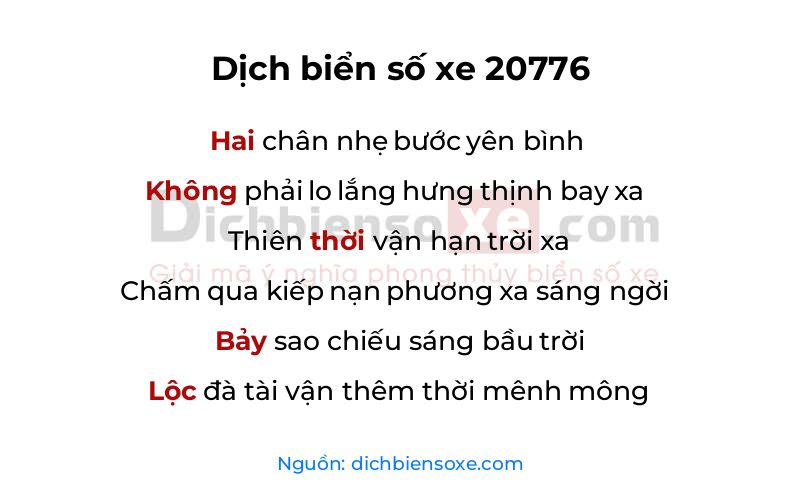 Dịch thơ biển số 20776