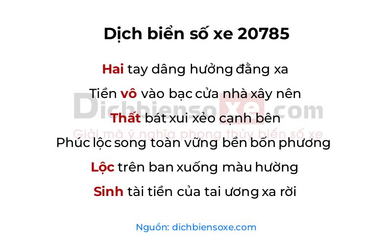 Dịch thơ biển số 20785