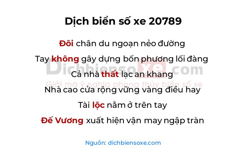 Dịch thơ biển số 20789