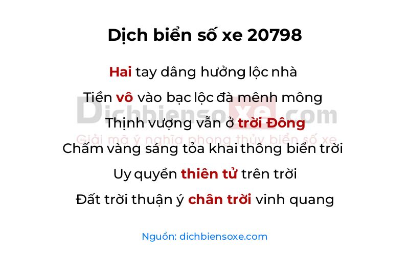 Dịch thơ biển số 20798