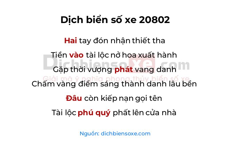 Dịch thơ biển số 20802