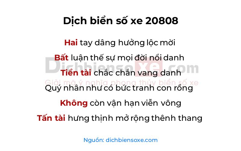 Dịch thơ biển số 20808
