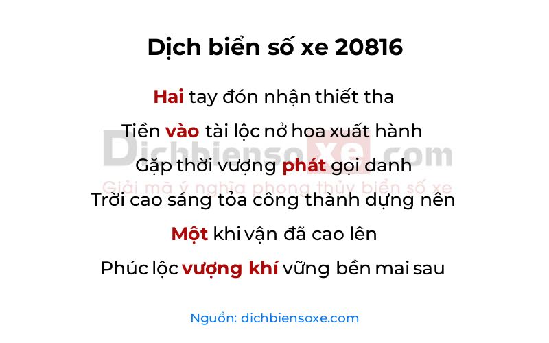 Dịch thơ biển số 20816