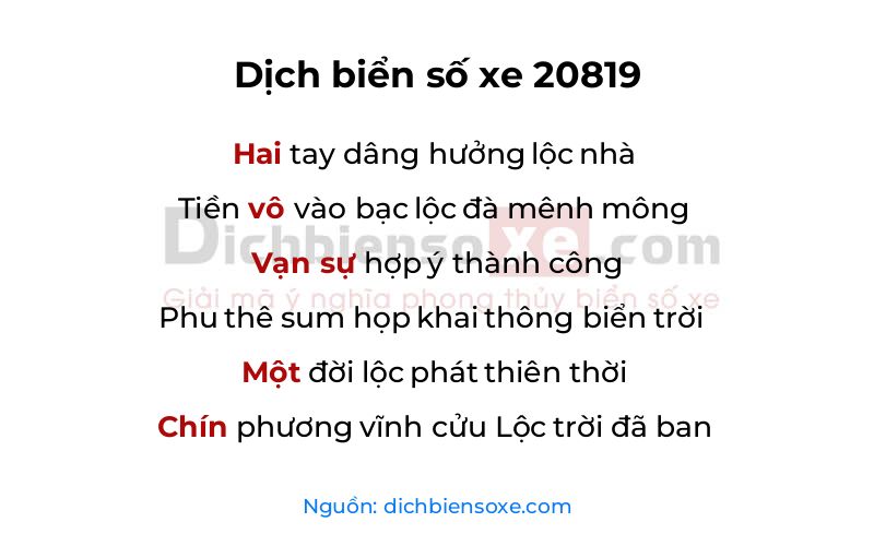 Dịch thơ biển số 20819