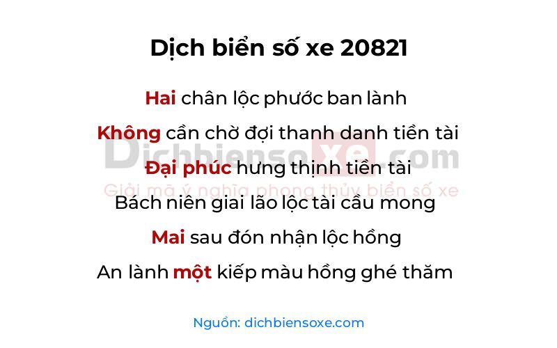 Dịch thơ biển số 20821