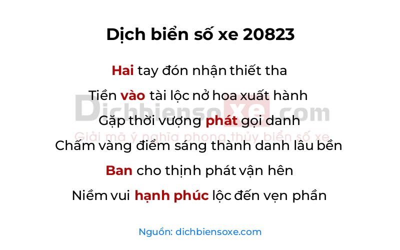 Dịch thơ biển số 20823