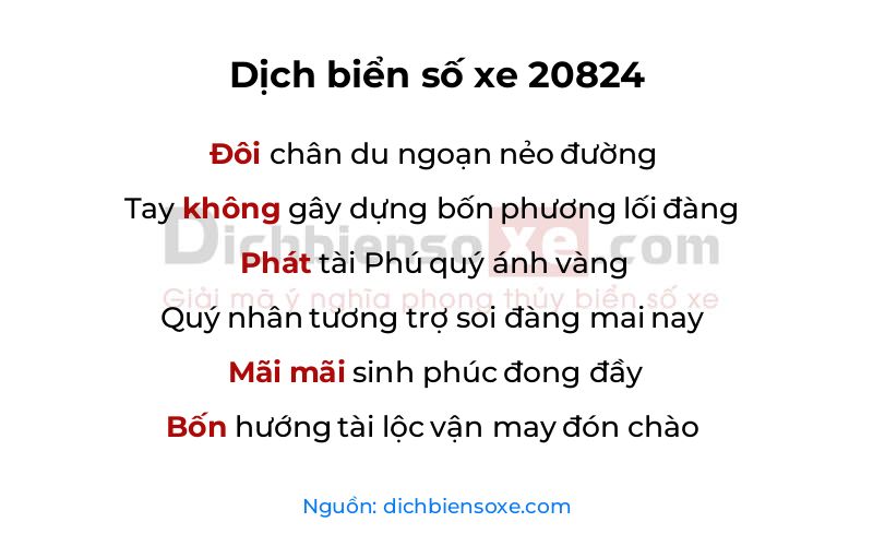 Dịch thơ biển số 20824
