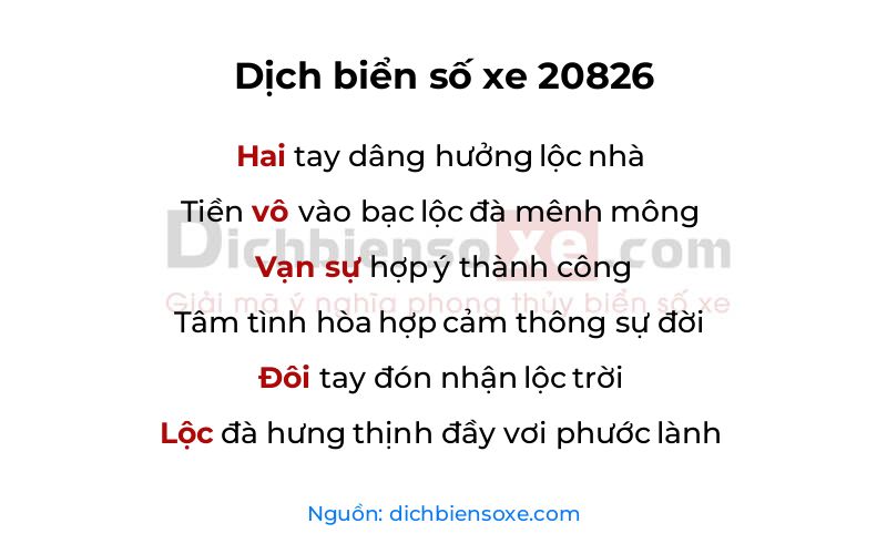 Dịch thơ biển số 20826