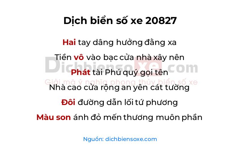 Dịch thơ biển số 20827