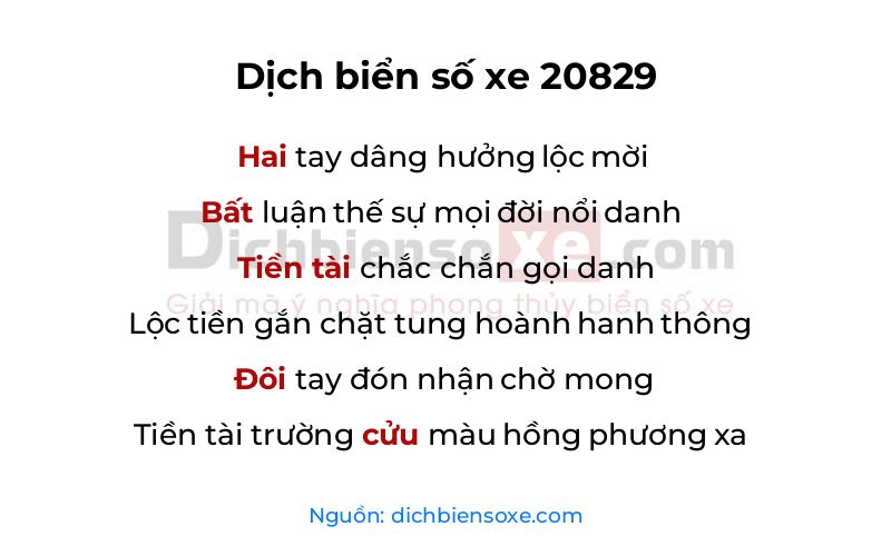 Dịch thơ biển số 20829