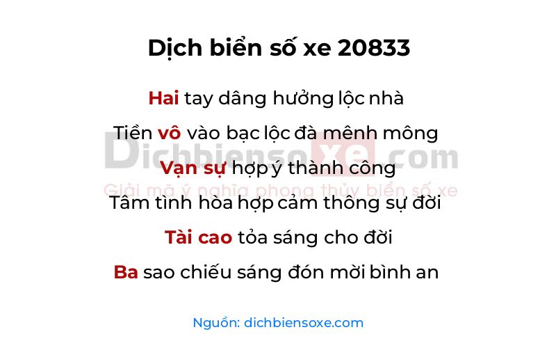Dịch thơ biển số 20833