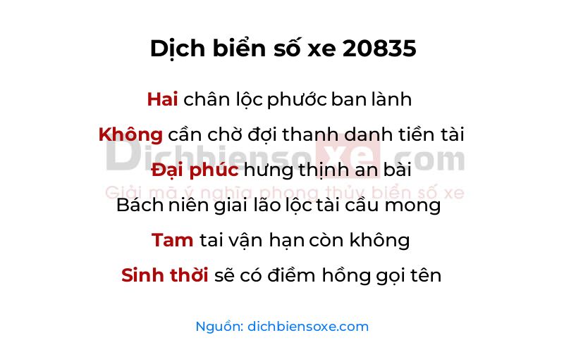 Dịch thơ biển số 20835