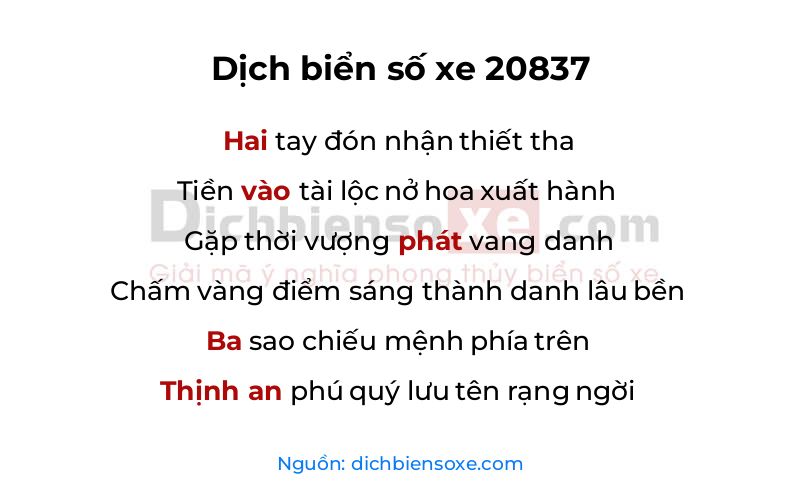 Dịch thơ biển số 20837