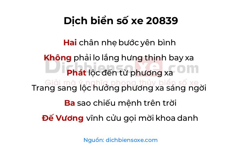 Dịch thơ biển số 20839