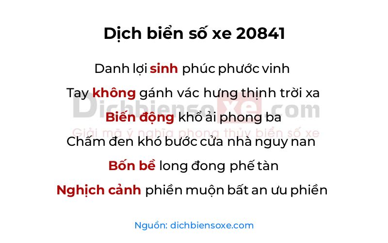 Dịch thơ biển số 20841