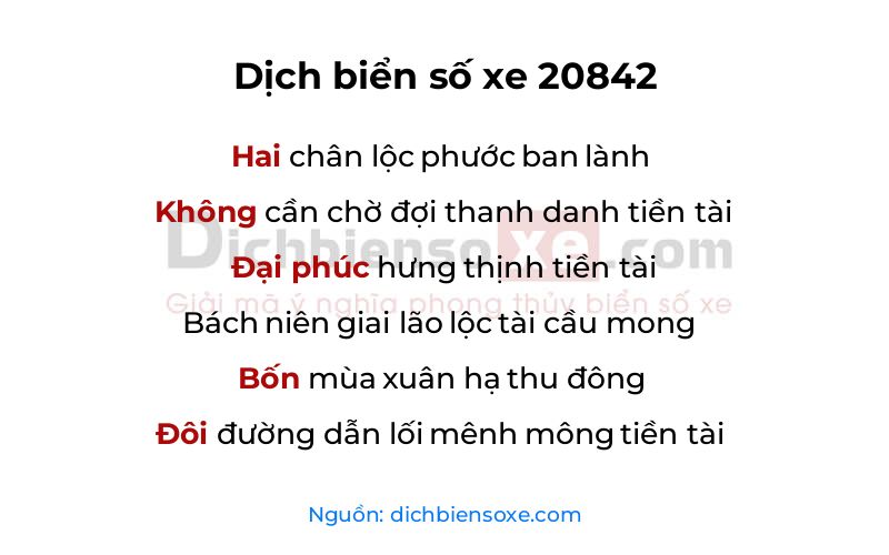 Dịch thơ biển số 20842